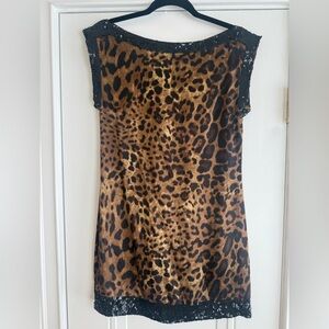 Marciano Leopard Print Dress with Black Sequin Detail